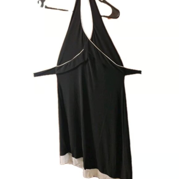 Vol 1 Black Halter Top Knee Length Medium Dress (13"W x41"L) SEE DESC... - Picture 1 of 10